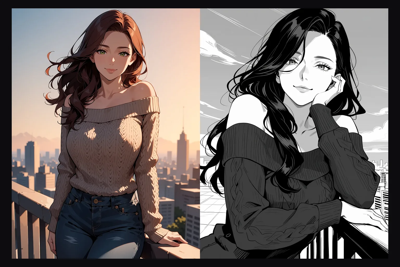 Da un’illustrazione a colori all’inchiostro da manga
